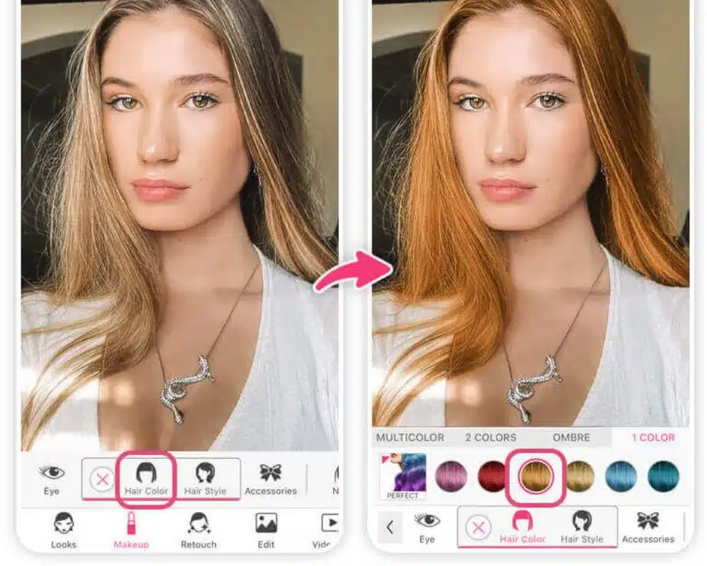 Applications pour changer de couleur de cheveux